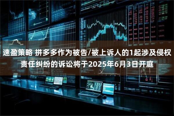 速盈策略 拼多多作为被告/被上诉人的1起涉及侵权责任纠纷的诉讼将于2025年6月3日开庭