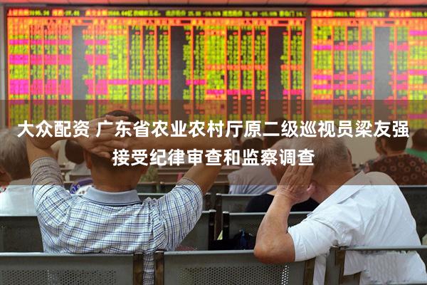 大众配资 广东省农业农村厅原二级巡视员梁友强接受纪律审查和监察调查