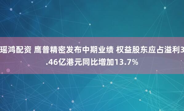 瑶鸿配资 鹰普精密发布中期业绩 权益股东应占溢利3.46亿港元同比增加13.7%
